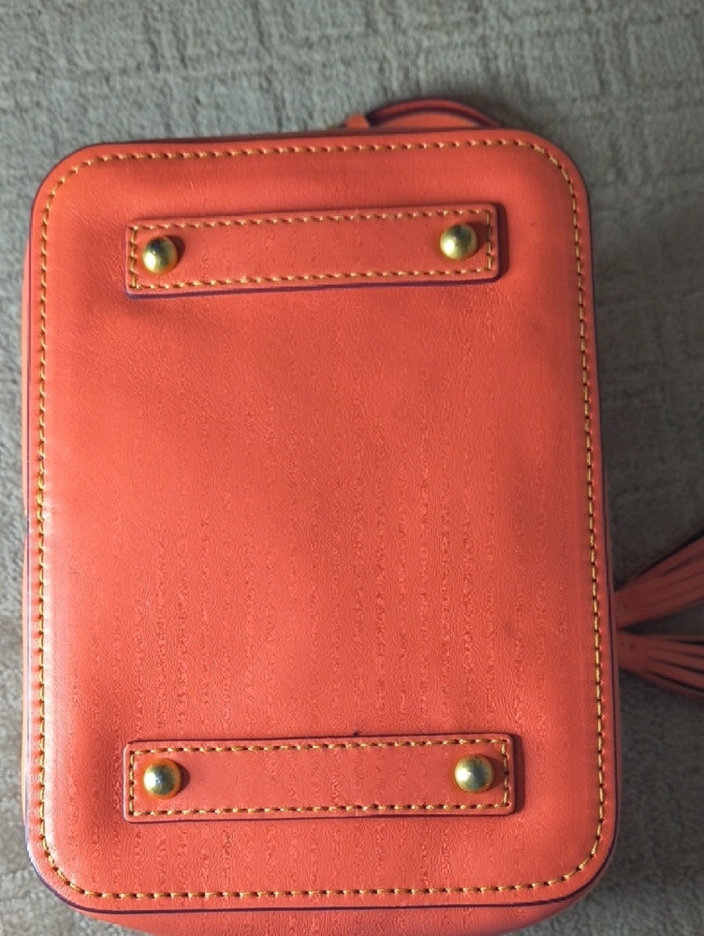 Dooney & Bourke Orange Florentine Leather Tassel Drawstring Bucket Bag - Picture 11 of 11